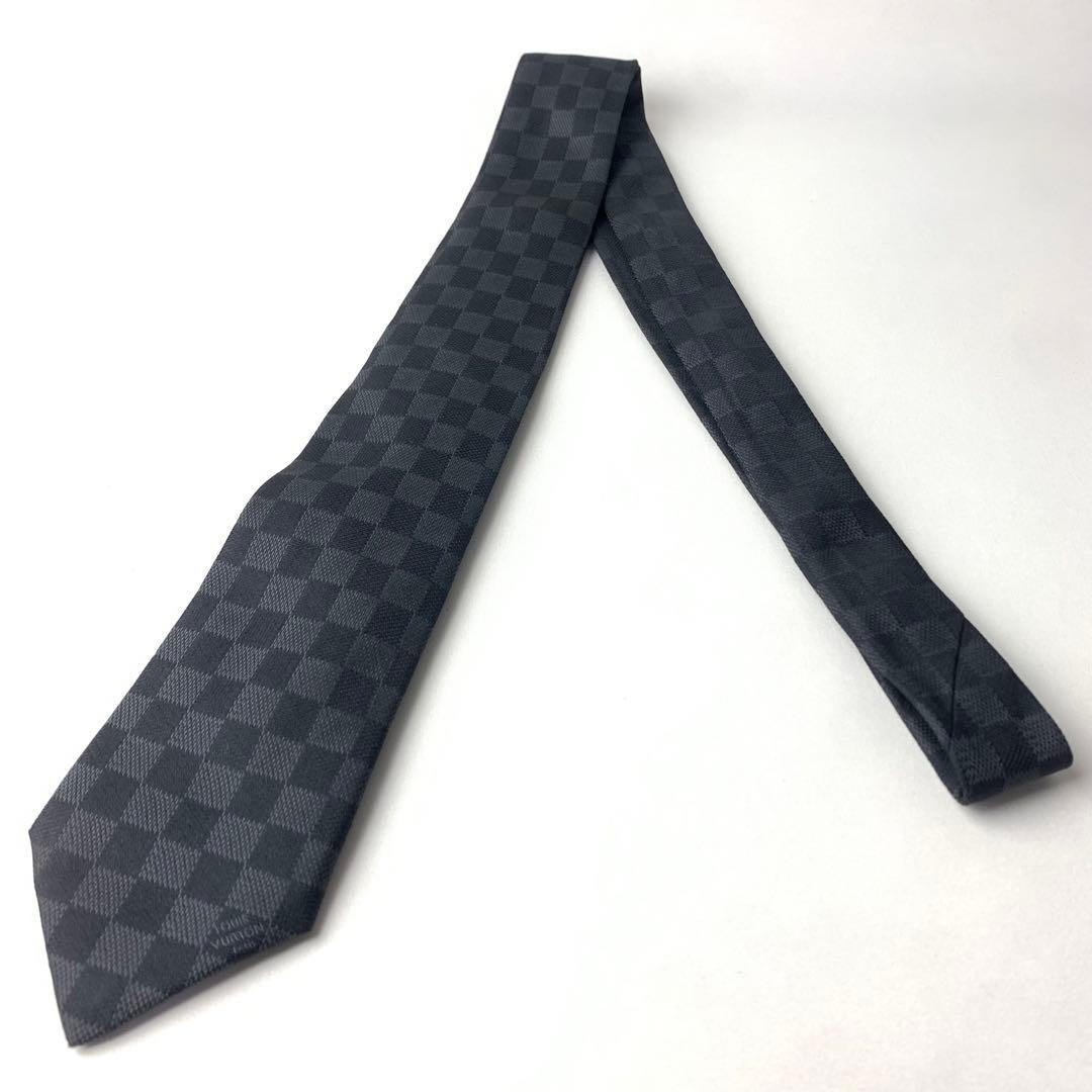 1029 LOUIS VUITTON ルイヴィトン　ダミエ　シルク　ネクタイ　黒