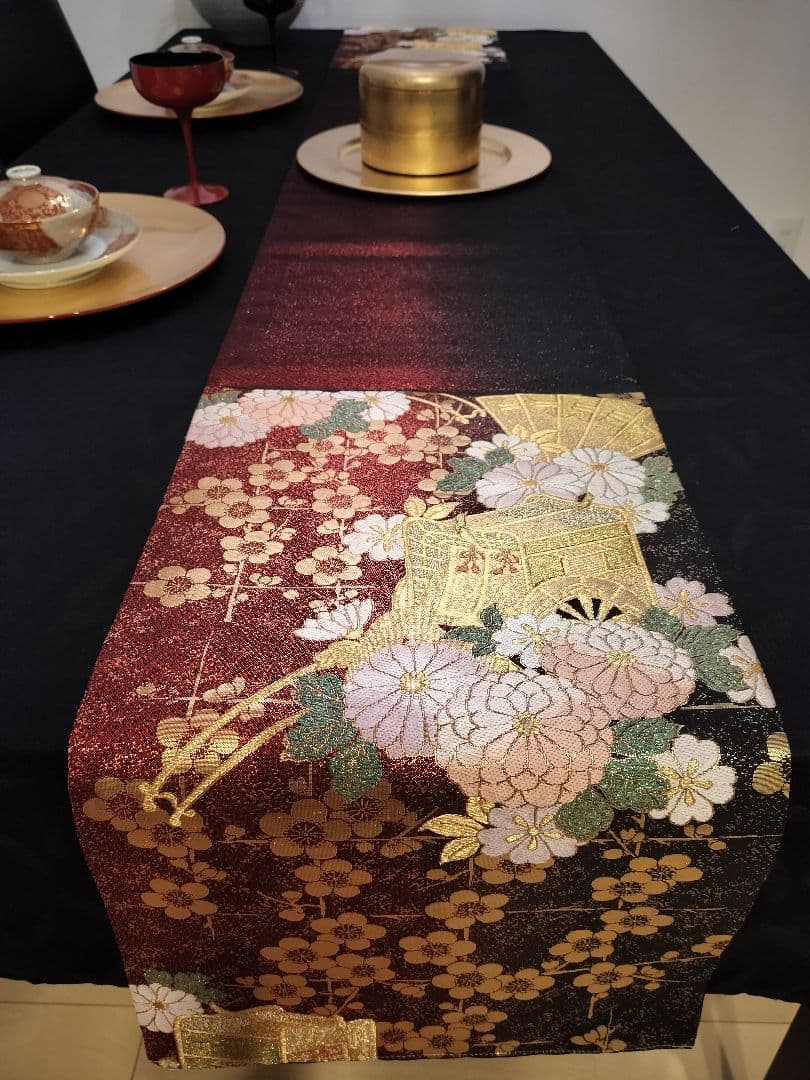 A957★逸品‼️御所車‼️ひな祭り‼️テーブルランナー2m20cm