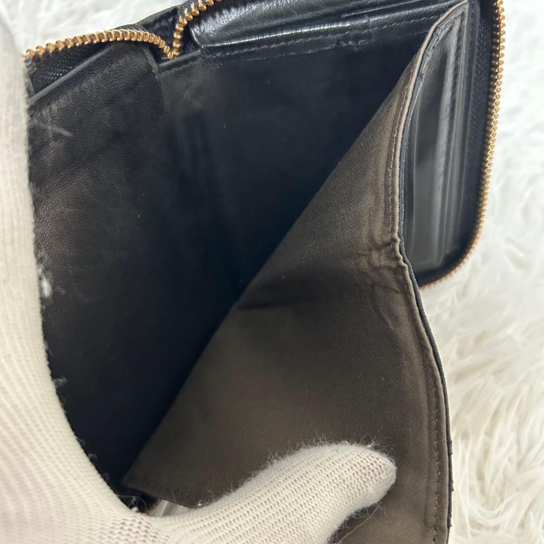 【美品✨ワイズ/レザー】ポーター　ラウンドジップ　折り財布　ブラック　コンパクト