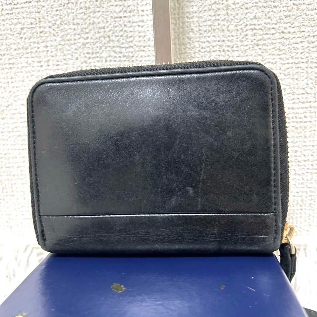 【美品✨ワイズ/レザー】ポーター　ラウンドジップ　折り財布　ブラック　コンパクト