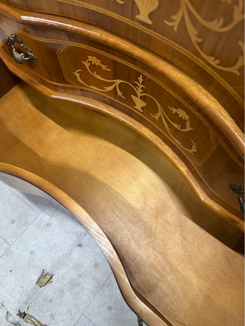 猫脚 象嵌チェスト 3段 ロココ調 タンス アンティーク風