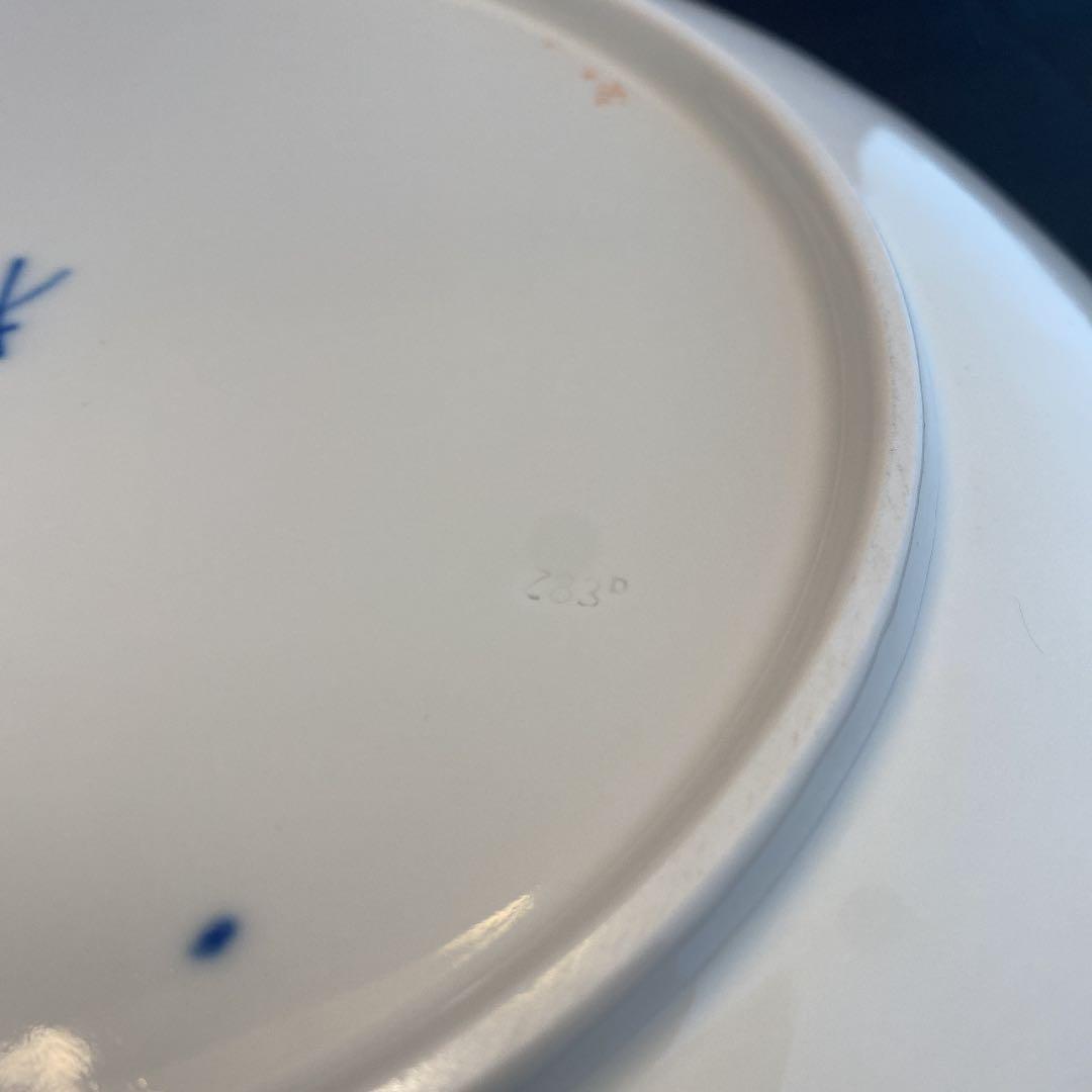 マイセン　ゴールドギルト　コバルト　キャビネットプレート　六ツ花　1級品