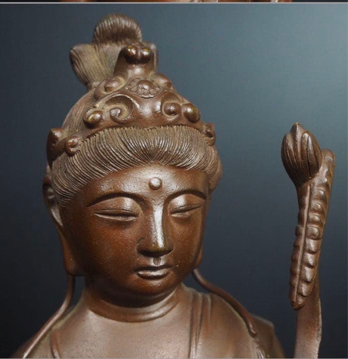 送料無料　高村光雲作　銅製聖観音之像　共箱　高さ38.5ｃｍ