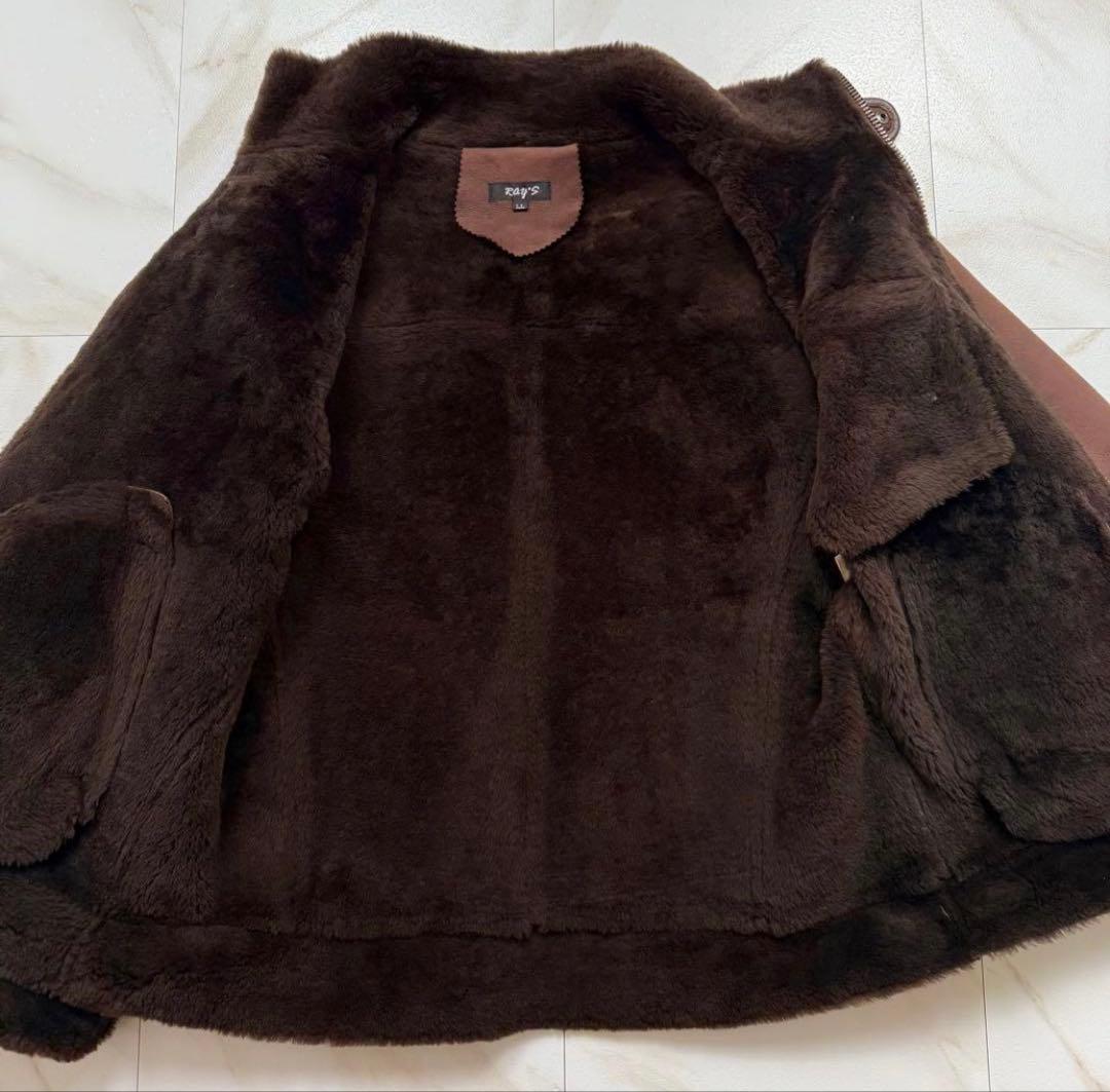 希少✨リアルムートン 羊革 ボア ジャケット ビンテージ ブラウン XL