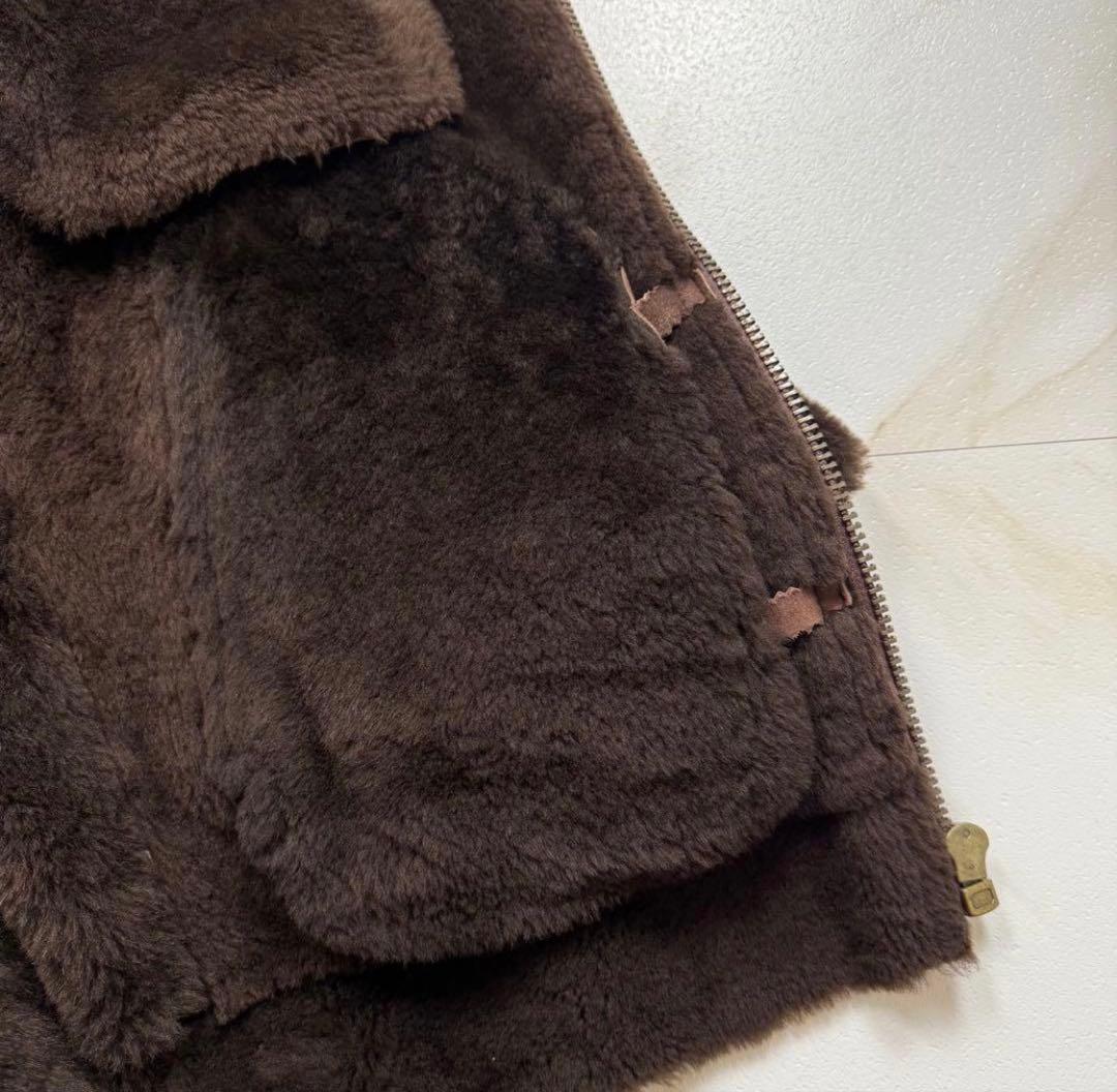 希少✨リアルムートン 羊革 ボア ジャケット ビンテージ ブラウン XL