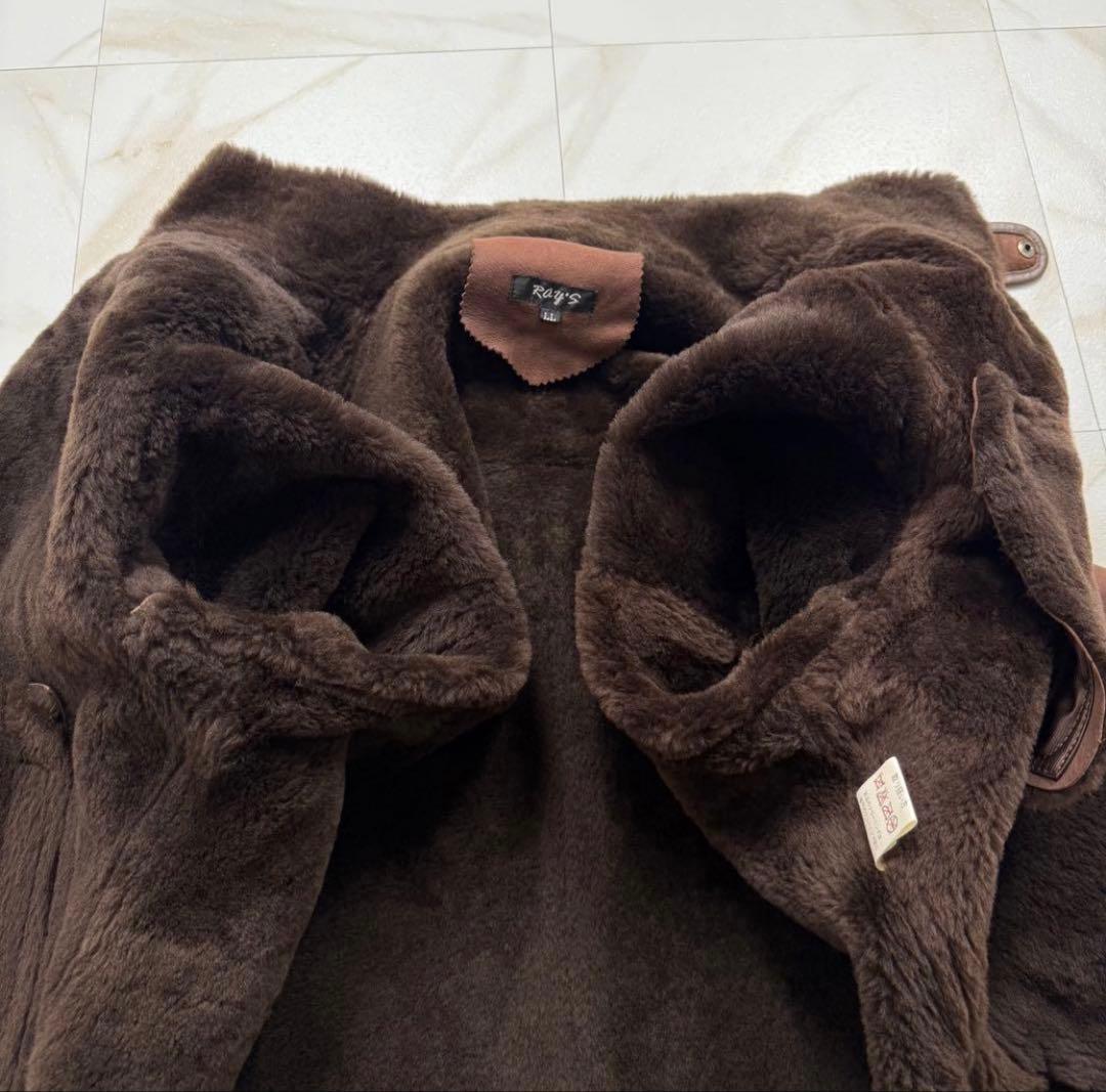 希少✨リアルムートン 羊革 ボア ジャケット ビンテージ ブラウン XL