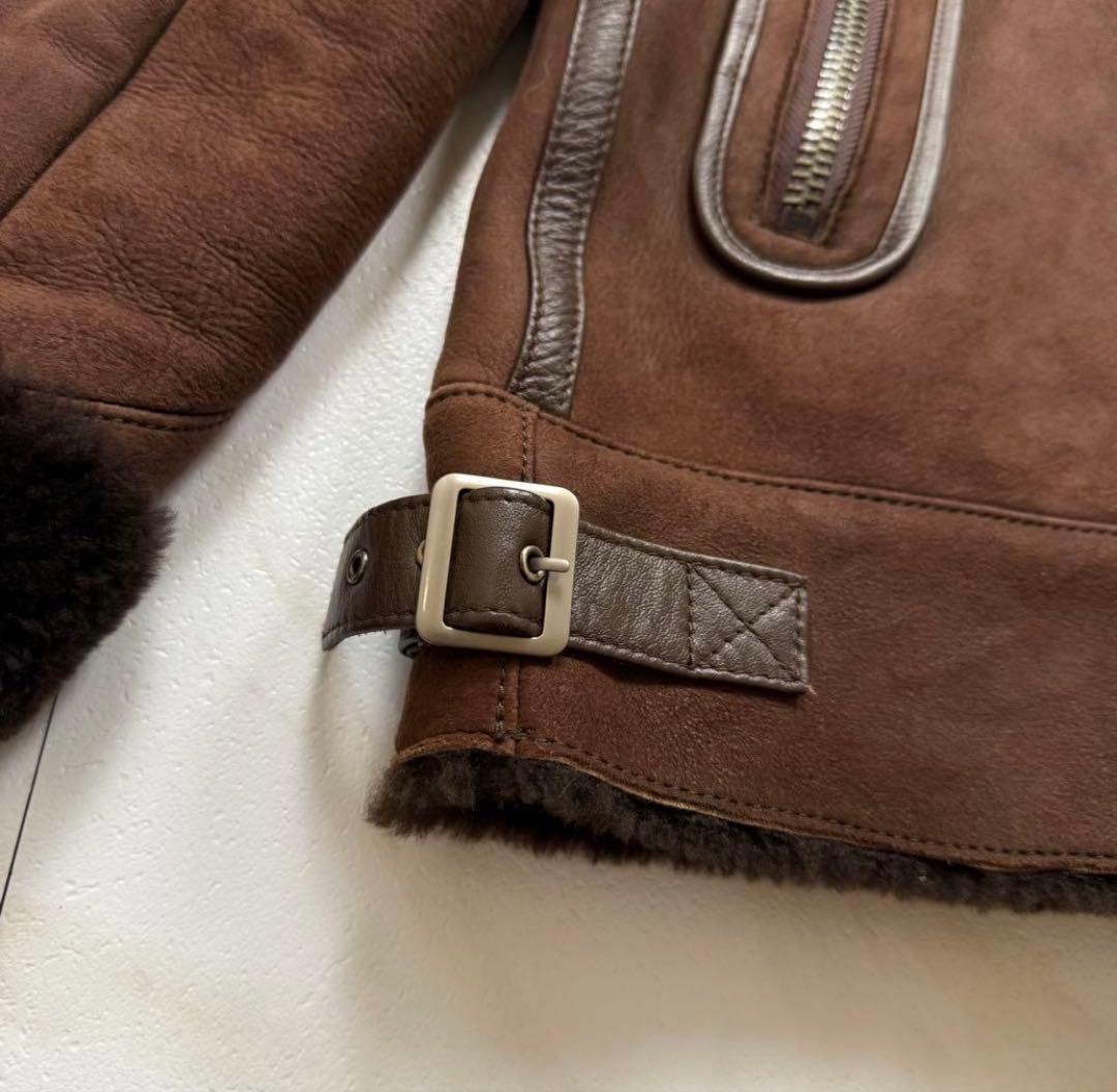 希少✨リアルムートン 羊革 ボア ジャケット ビンテージ ブラウン XL