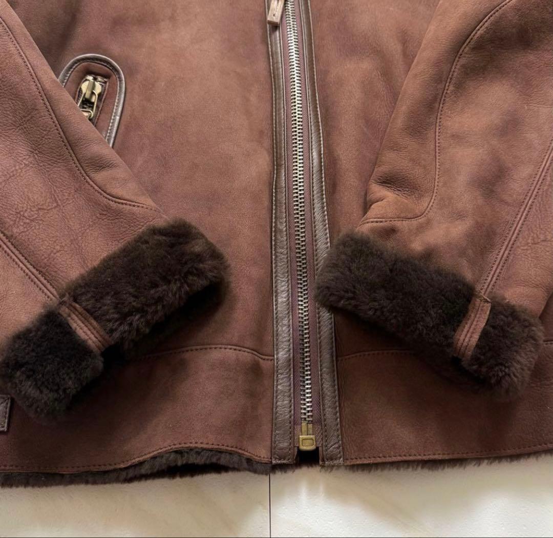 希少✨リアルムートン 羊革 ボア ジャケット ビンテージ ブラウン XL
