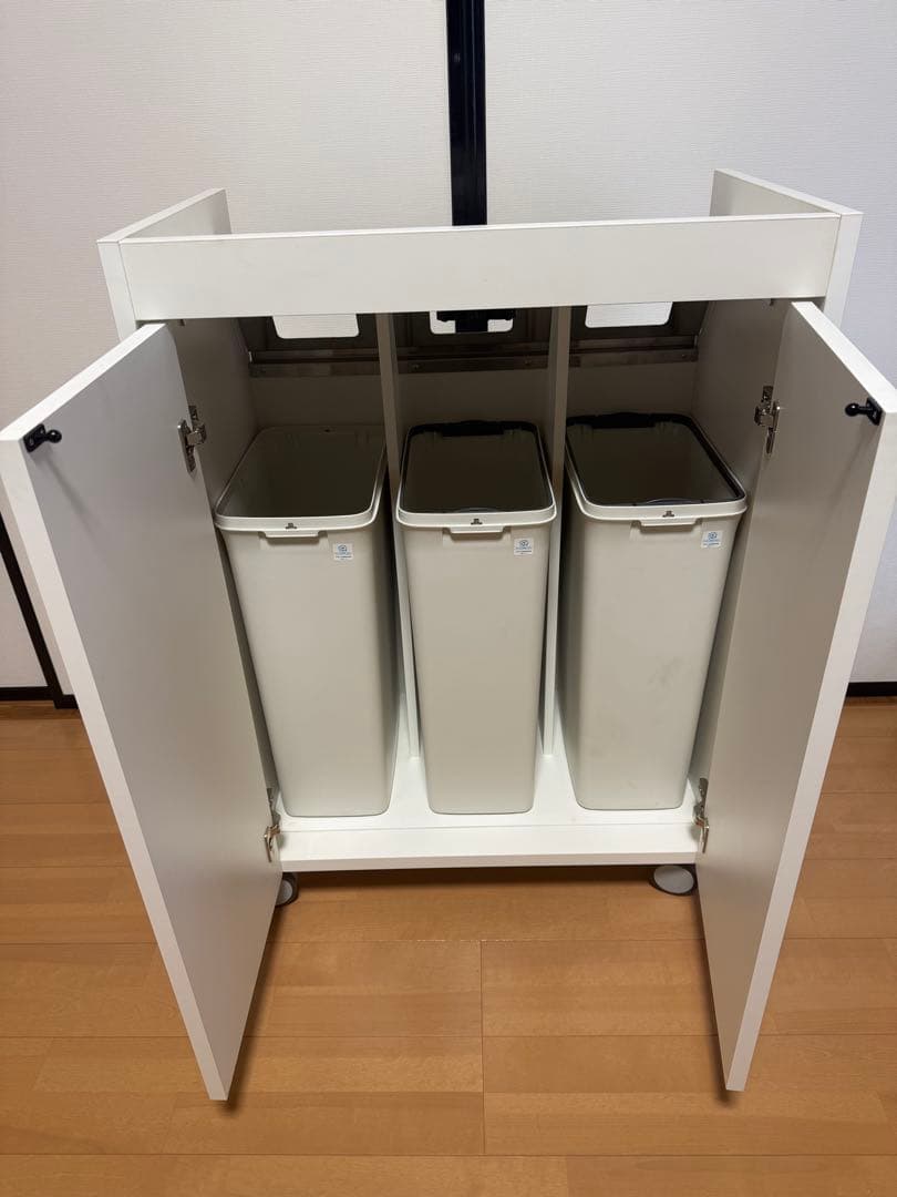 【キャスター付き】3分別ダストボックス ステンレス天板 ゴミ箱
