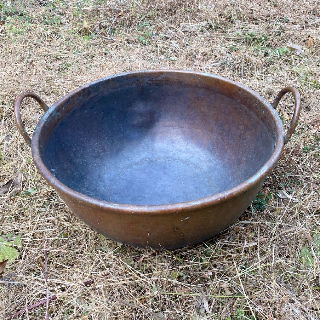 アンティーク　巨大銅鍋　両手鍋　ブロンズ