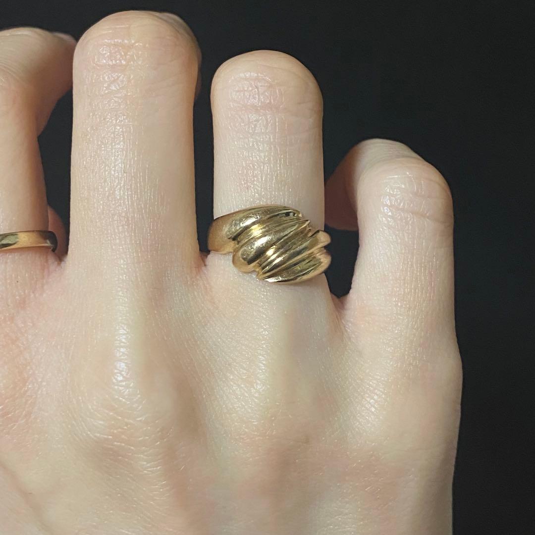 希少 レア イギリスヴィンテージ モダニストドームリング 9K