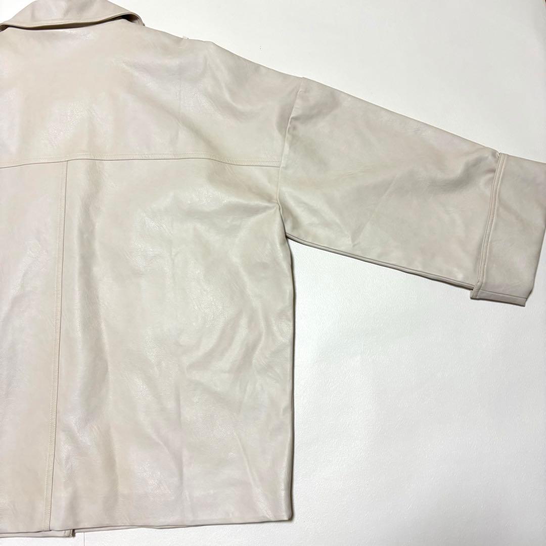 タグ付✨merry jenny リボン フェイクレザー ジャケット ホワイト F