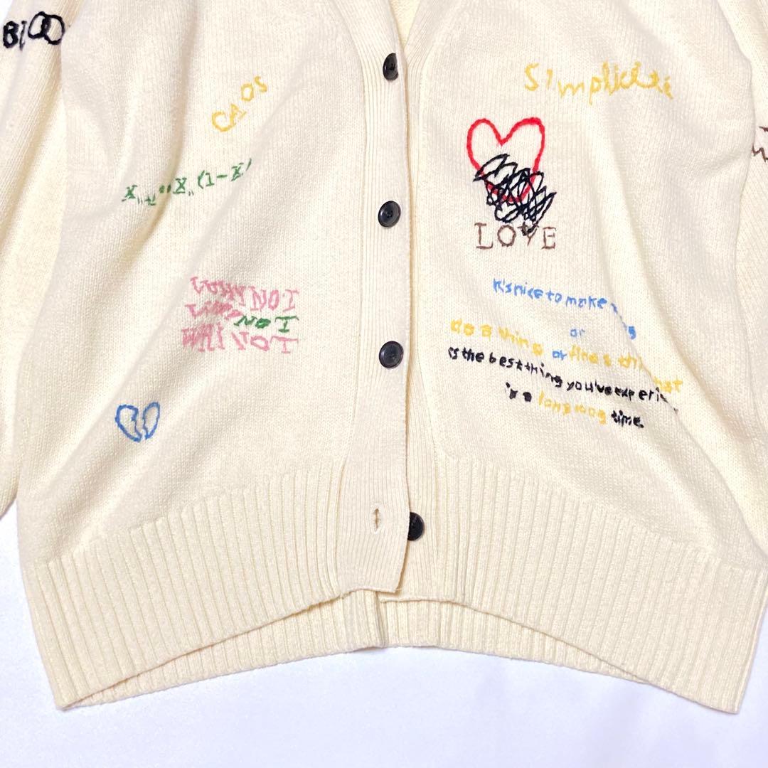 23AW メゾンスペシャル ライフワードエンブロイダリーニットカーディガン 刺繍