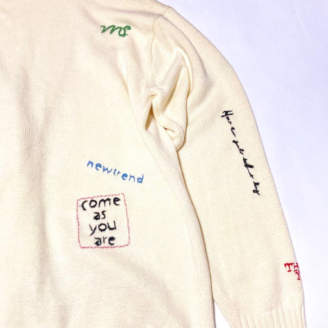 23AW メゾンスペシャル ライフワードエンブロイダリーニットカーディガン 刺繍