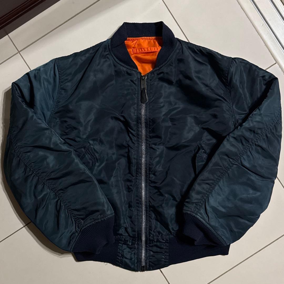 90's ALPHA INDUSTRIES MA-1 ネイビー M 短丈