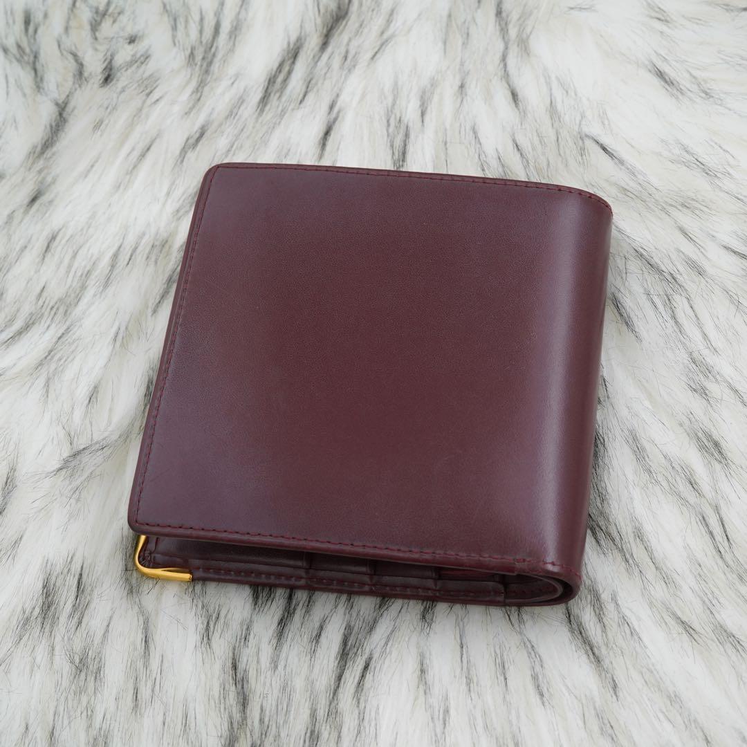 美品　箱付き　Cartier カルティエ　折り財布　マストライン　ボルドー　希少