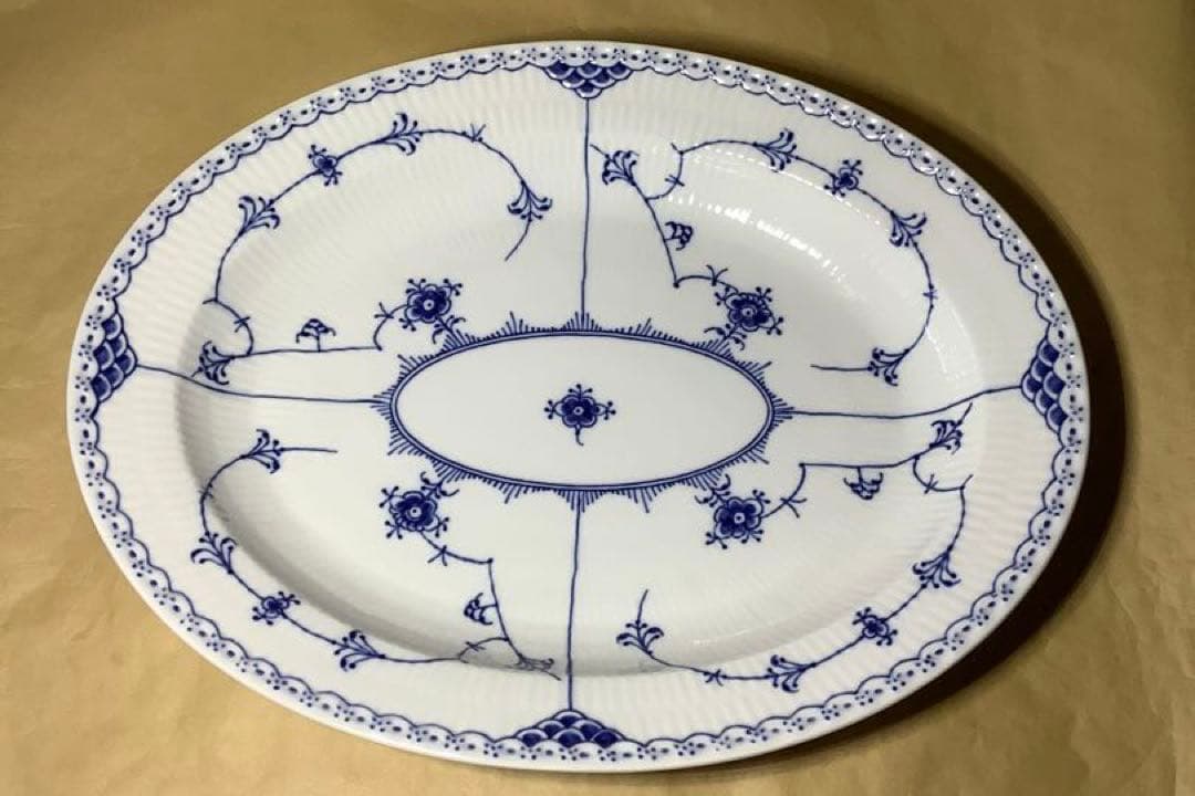 ロイヤルコペンハーゲン ブルーフルーテッド ハーフレース(楕円36cm 中古品)