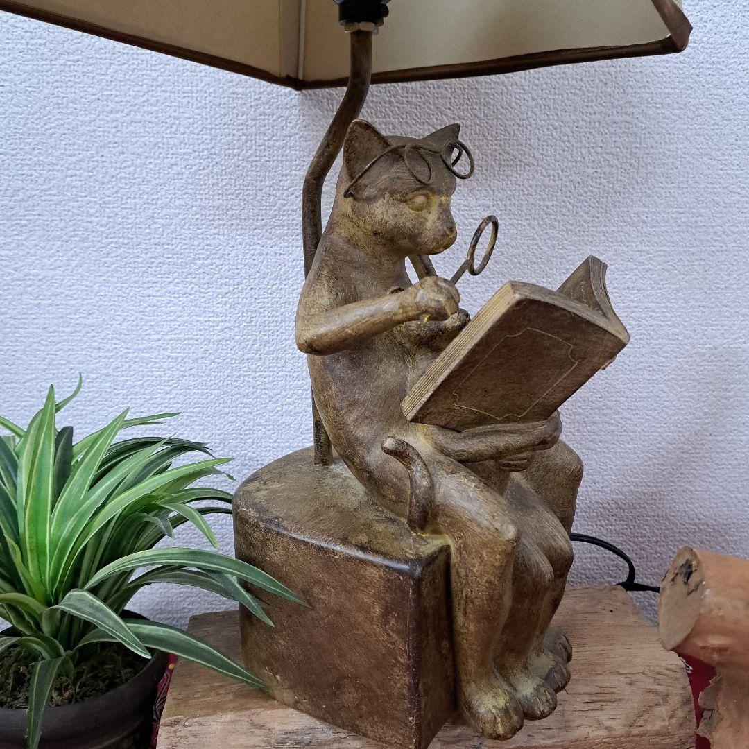 ♡親子猫の読書　ランプ ベージュシェード♡