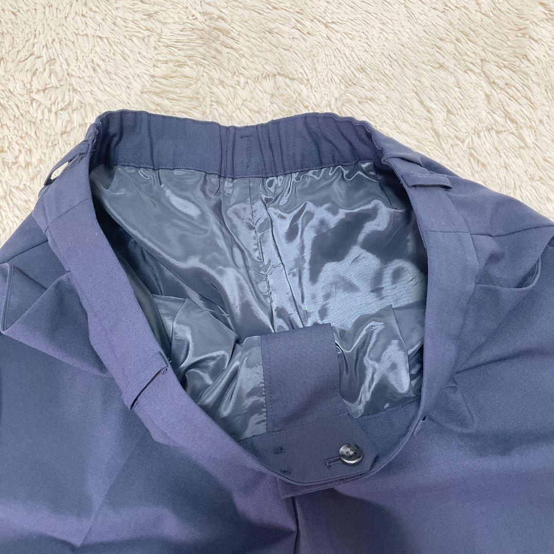 【美品44サイズ】グリーンレーベルリラクシング　ノーカラー　無地　パンツスーツ