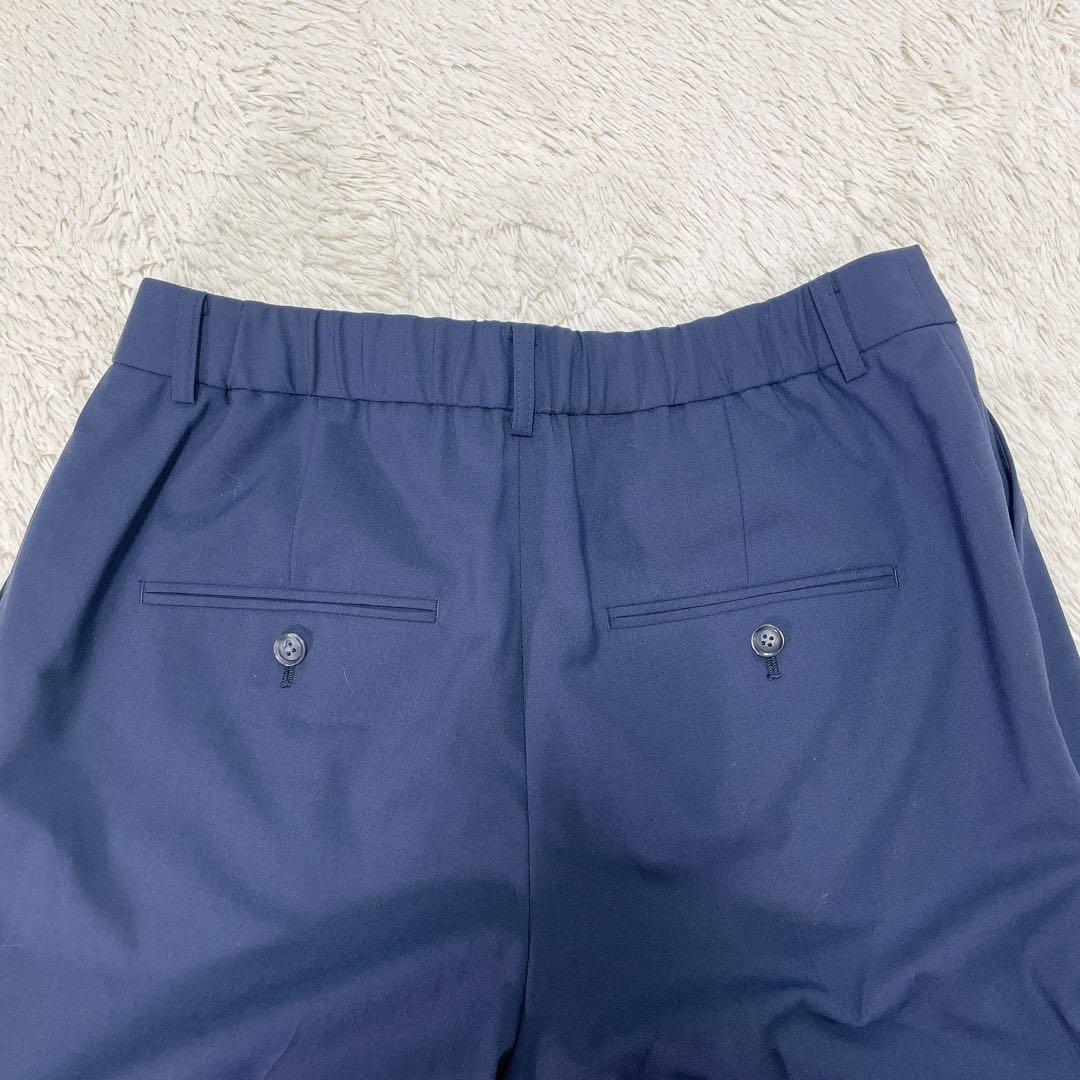 【美品44サイズ】グリーンレーベルリラクシング　ノーカラー　無地　パンツスーツ