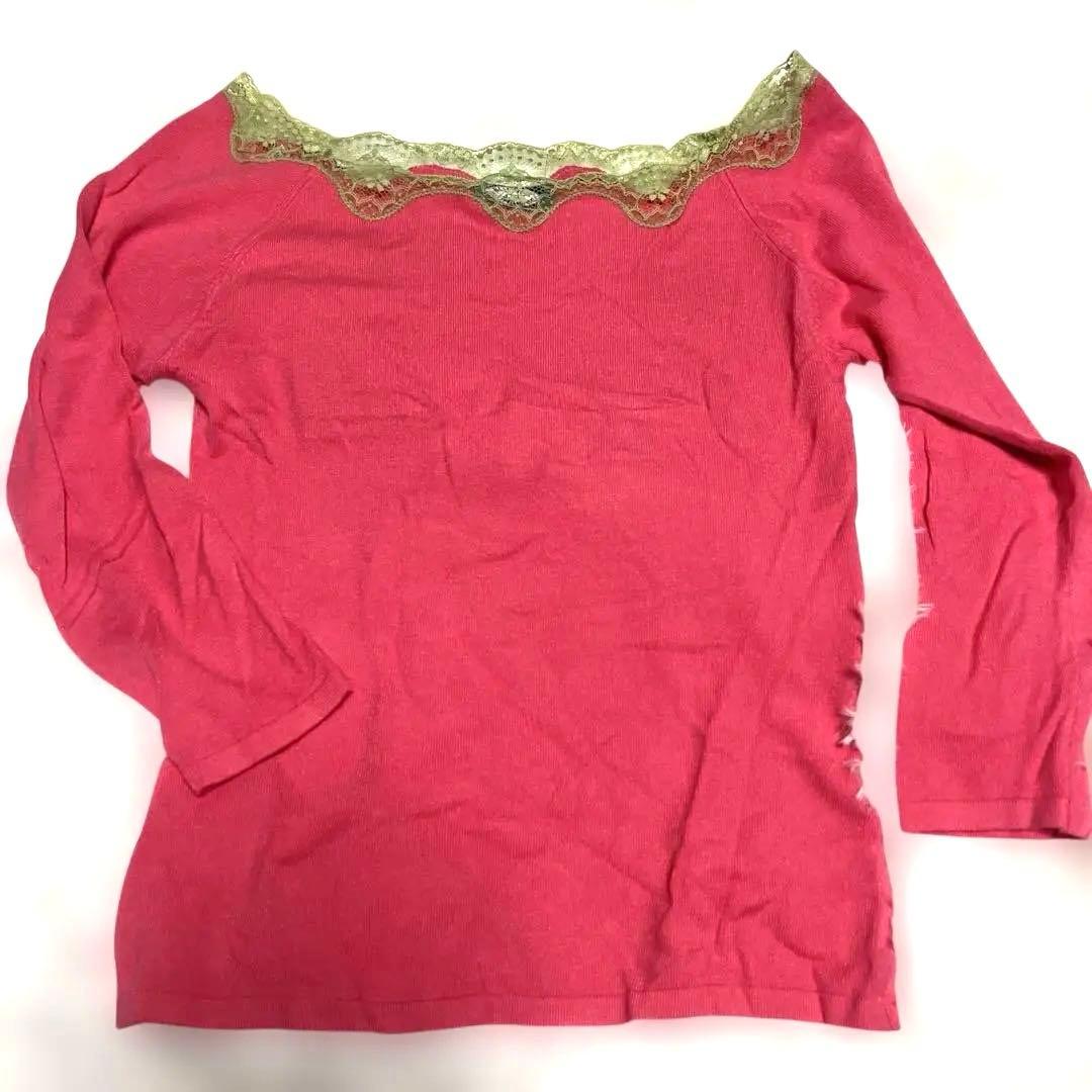 BluGirl Blumarine ピンク 長袖Tシャツ　美品　ラブリーレースM