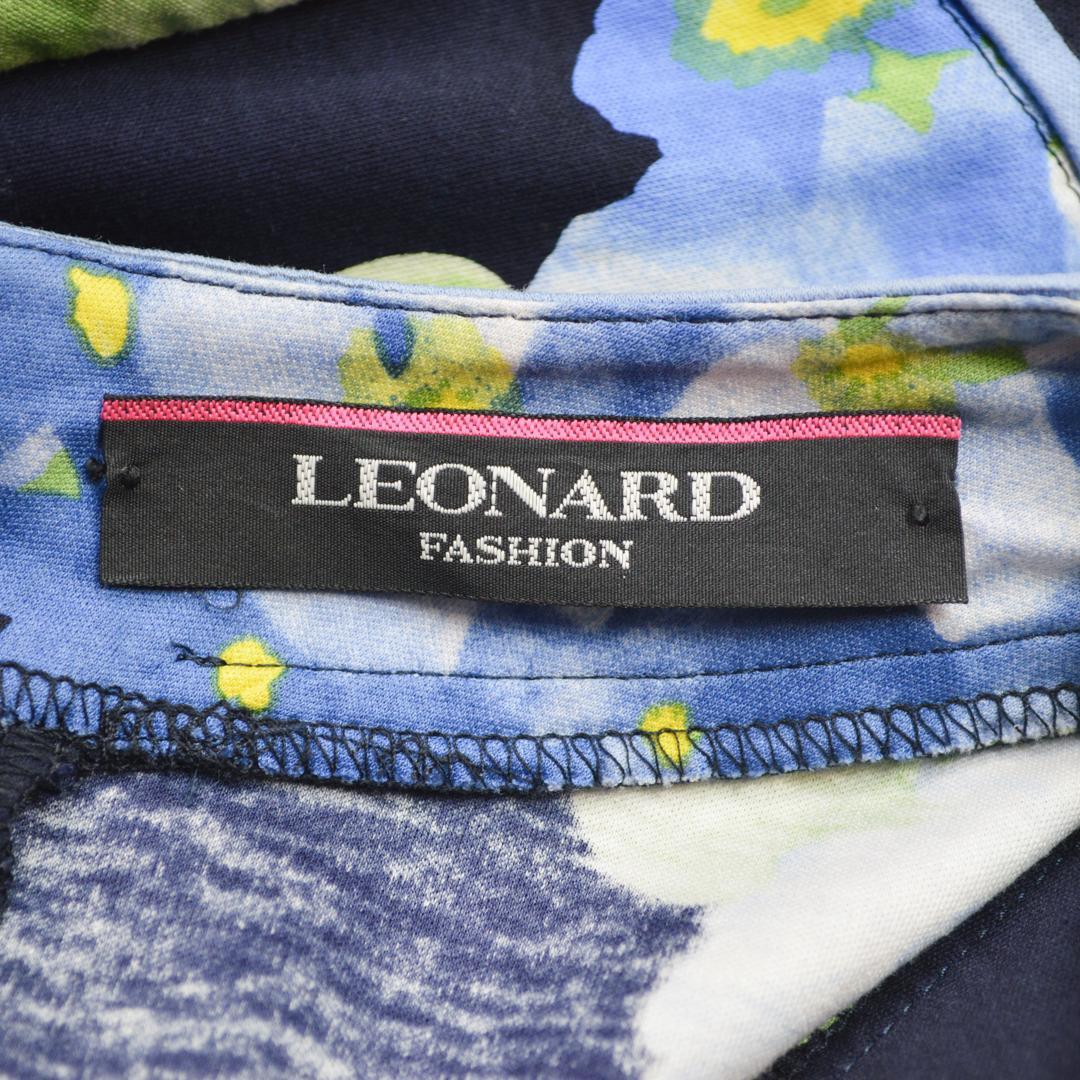 【極美品】LEONARDレオナール日本製 フラワープリント半袖カットソーL紺色