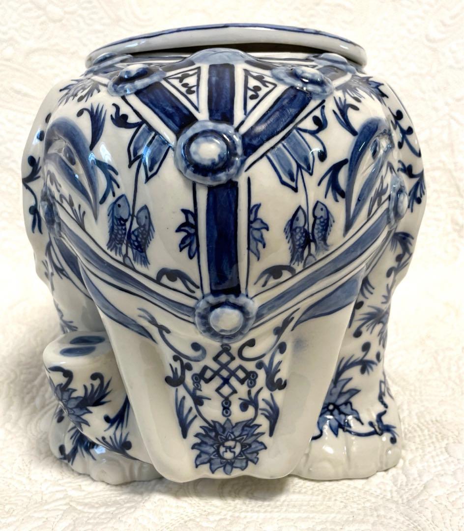 China Seas 象 陶器 置物 花器 小物入 Blue Elephant
