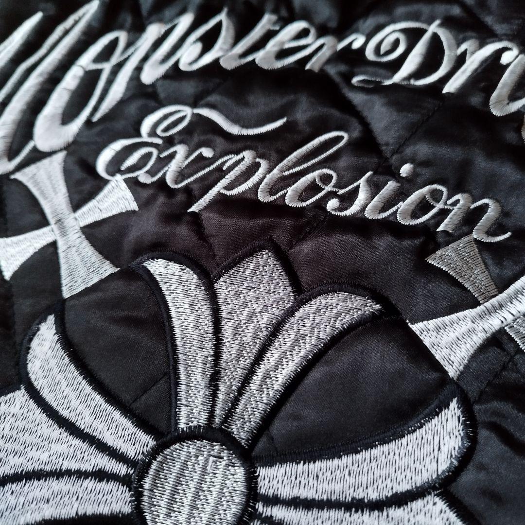 【希少レア】00s 刺繍 クロス スカジャン 黒 金 黄色 キルティング