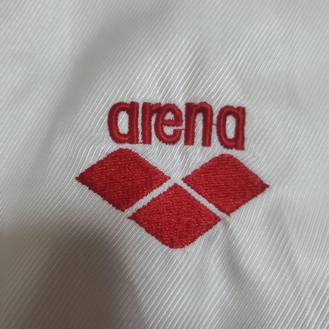 【希少】arena　フード付ナイロンジャケット　デサント製　M　テープロゴ