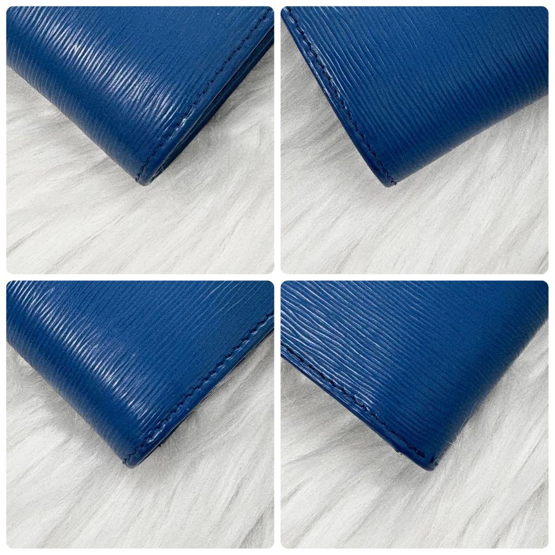 極美品/RFID プラダ 折り財布 ヴィッテロムーブ レザー 三角ロゴ ブルー