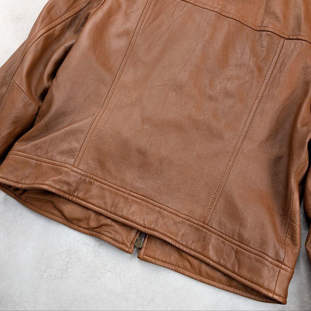 【大きいサイズ】23区 レディース シングルライダース 羊革 ブラウン