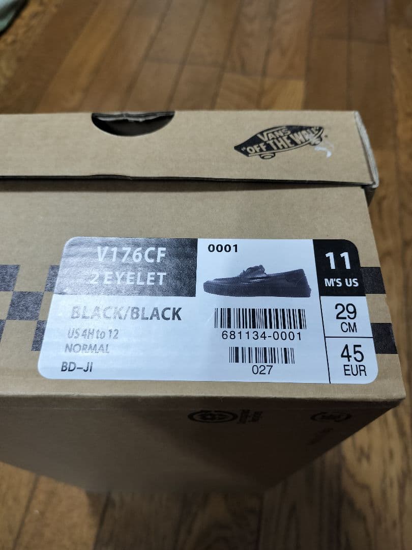 新品29cm VANS 2アイレット V176CF ブラック 本革