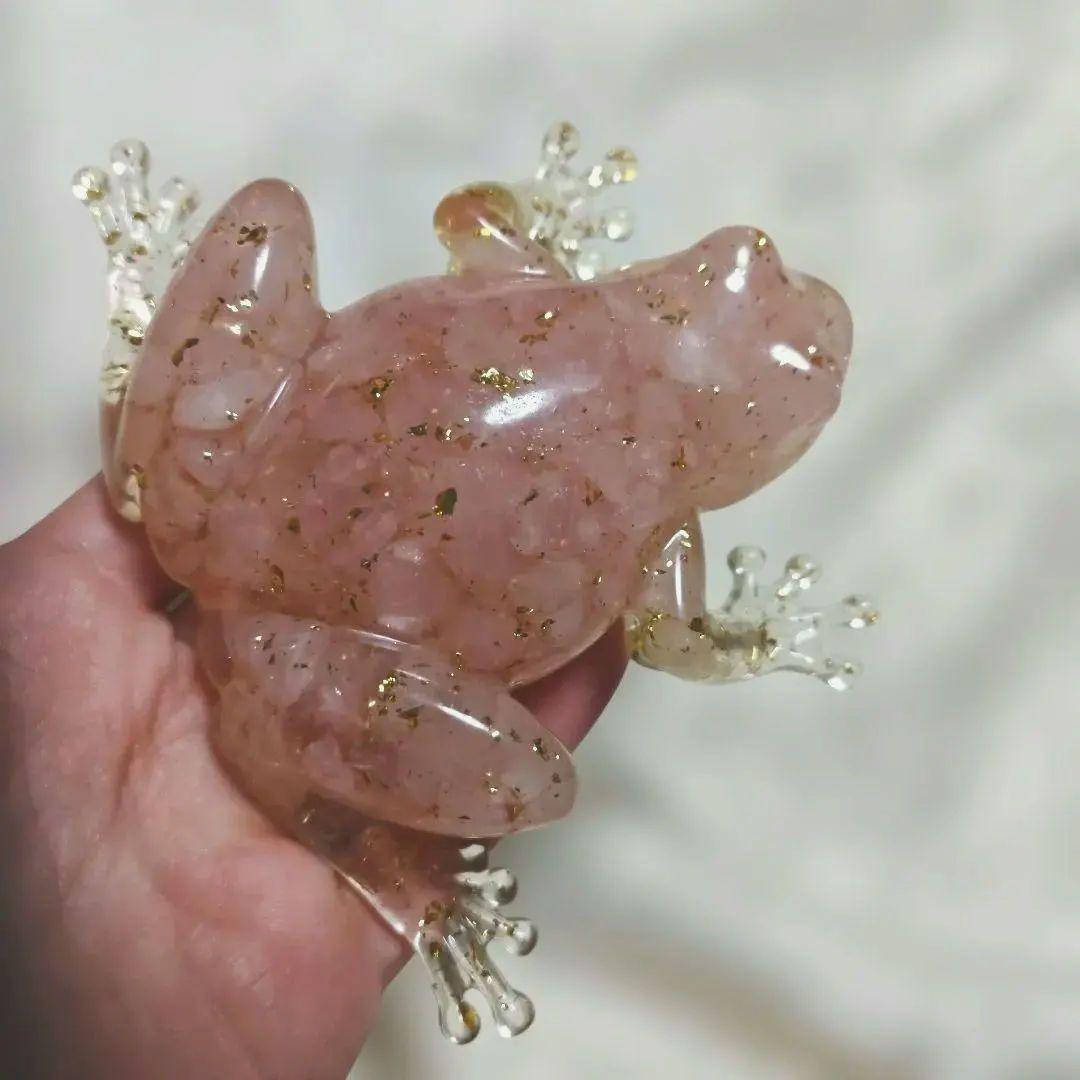 ✨オルゴナイト ローズクォーツ 無事かえる　✨ 若がえる✨縁起ガエル✨
