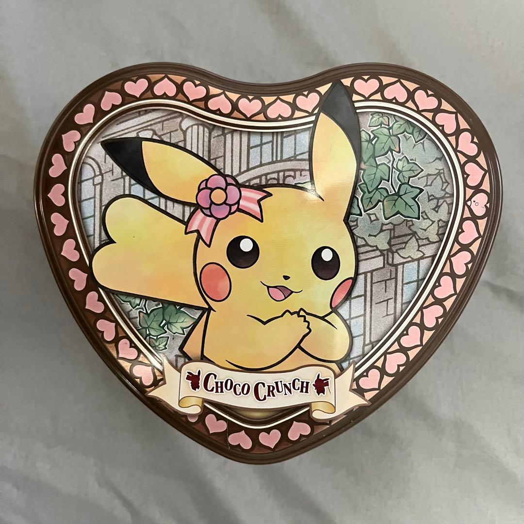 ポケモン　ピカチュウ　ハート型　缶ケース　可愛い　お菓子の缶　空き缶　缶のみ