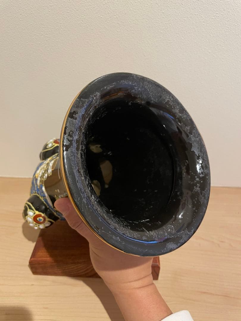 蘭鉢　錦鉢　猫足　三足　龍　波　雲　黒