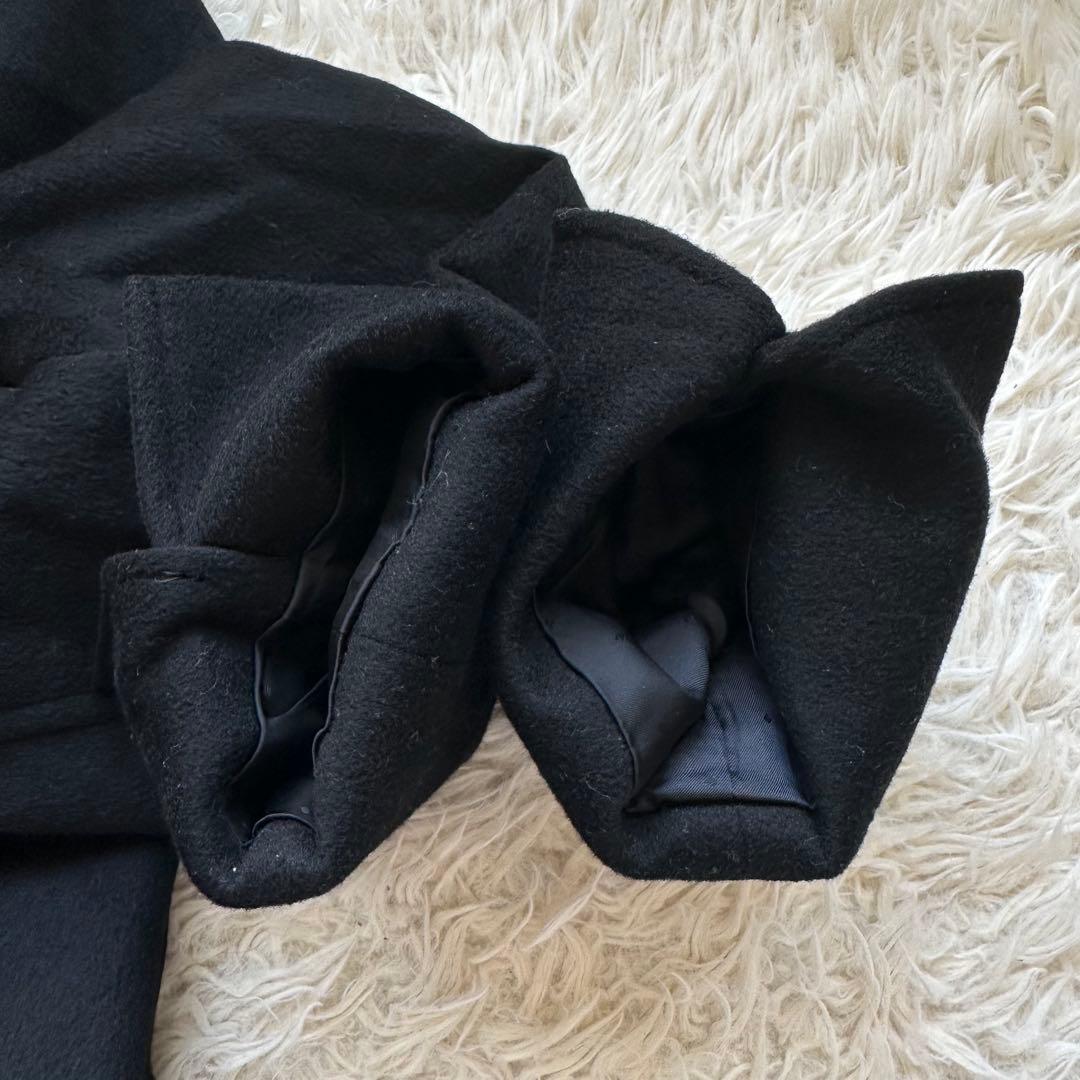 組曲　カシミヤ100%ロングコート　スタンドカラー　黒　ブラック　大きいサイズ