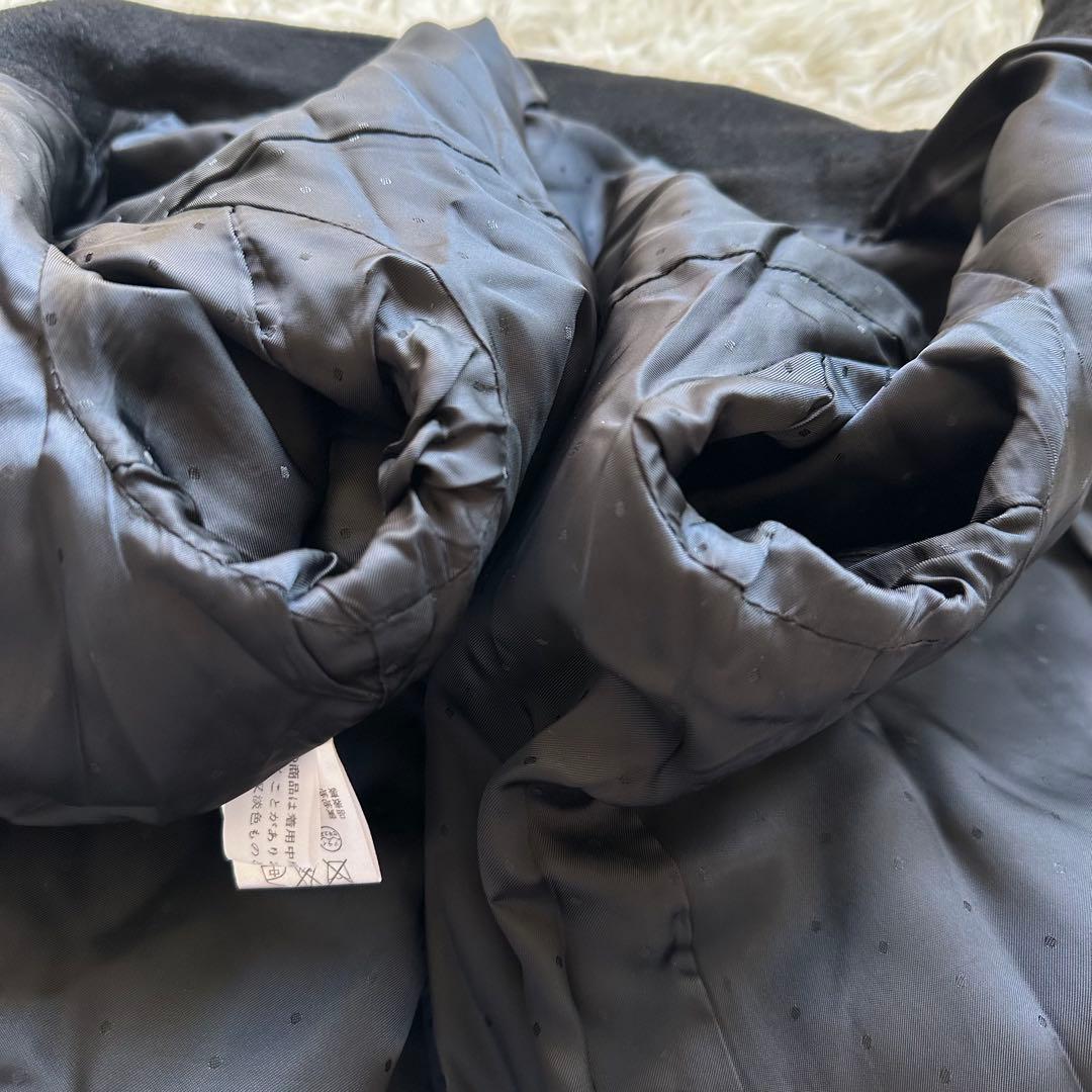 組曲　カシミヤ100%ロングコート　スタンドカラー　黒　ブラック　大きいサイズ