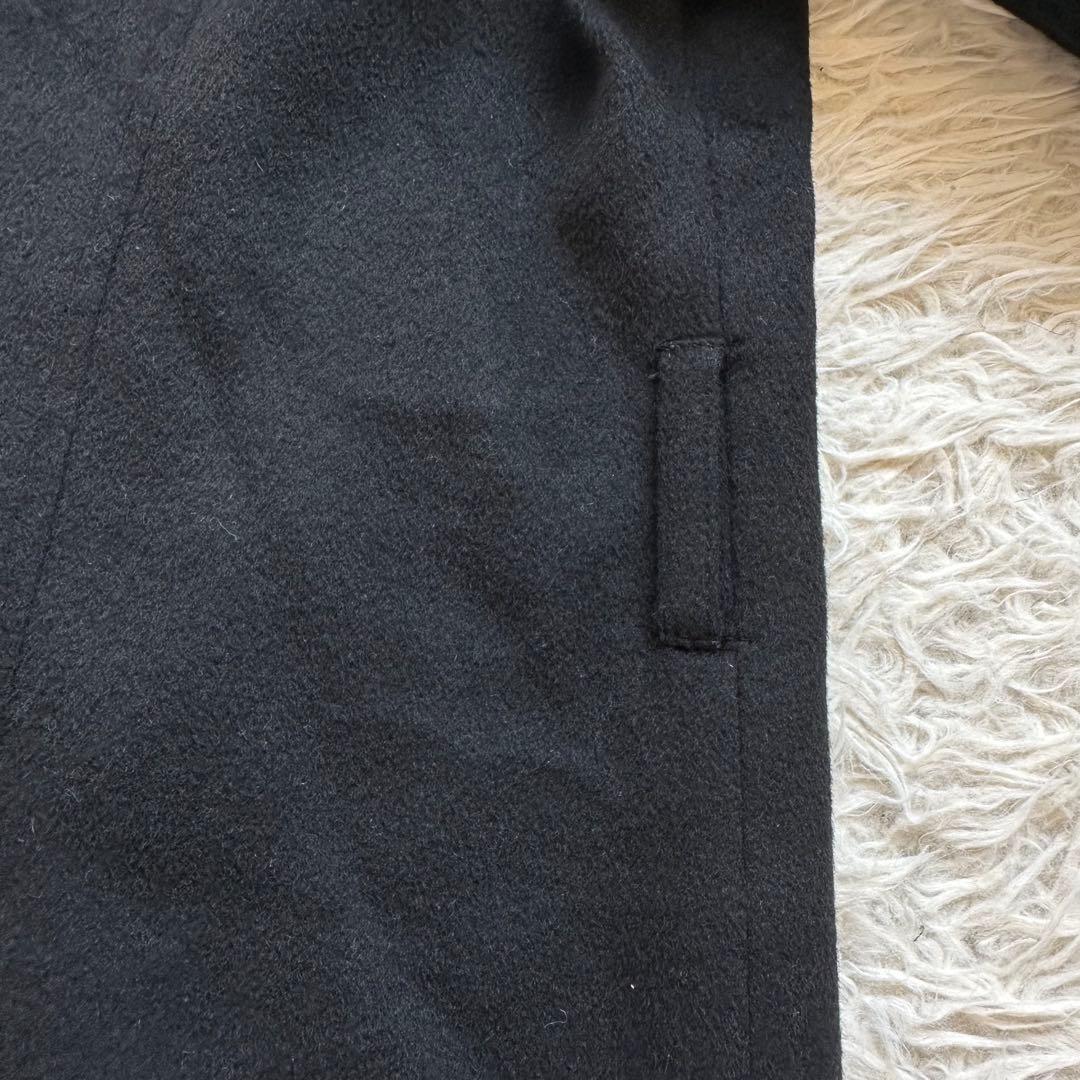 組曲　カシミヤ100%ロングコート　スタンドカラー　黒　ブラック　大きいサイズ