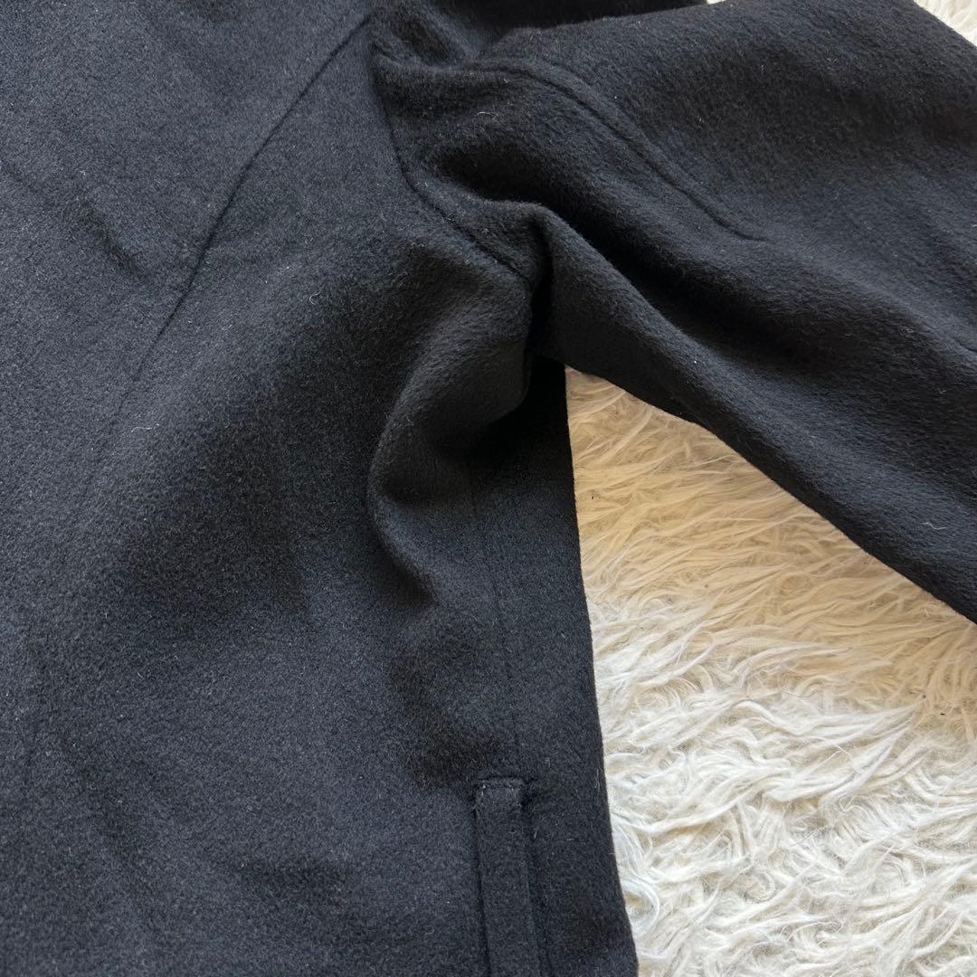 組曲　カシミヤ100%ロングコート　スタンドカラー　黒　ブラック　大きいサイズ