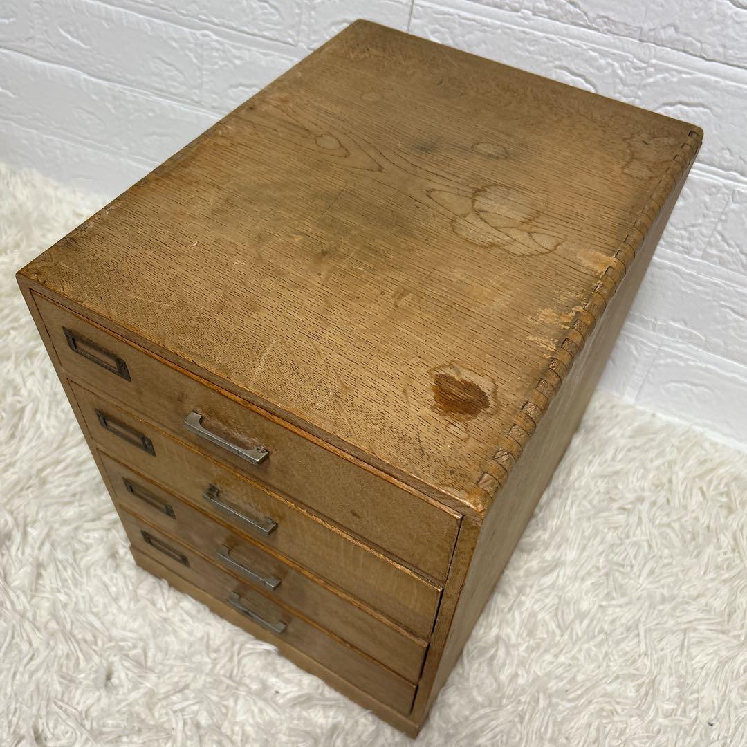 アンティーク古道具⭐︎ 引き出し4段　小引き出し ネームプレート付き　レターケース