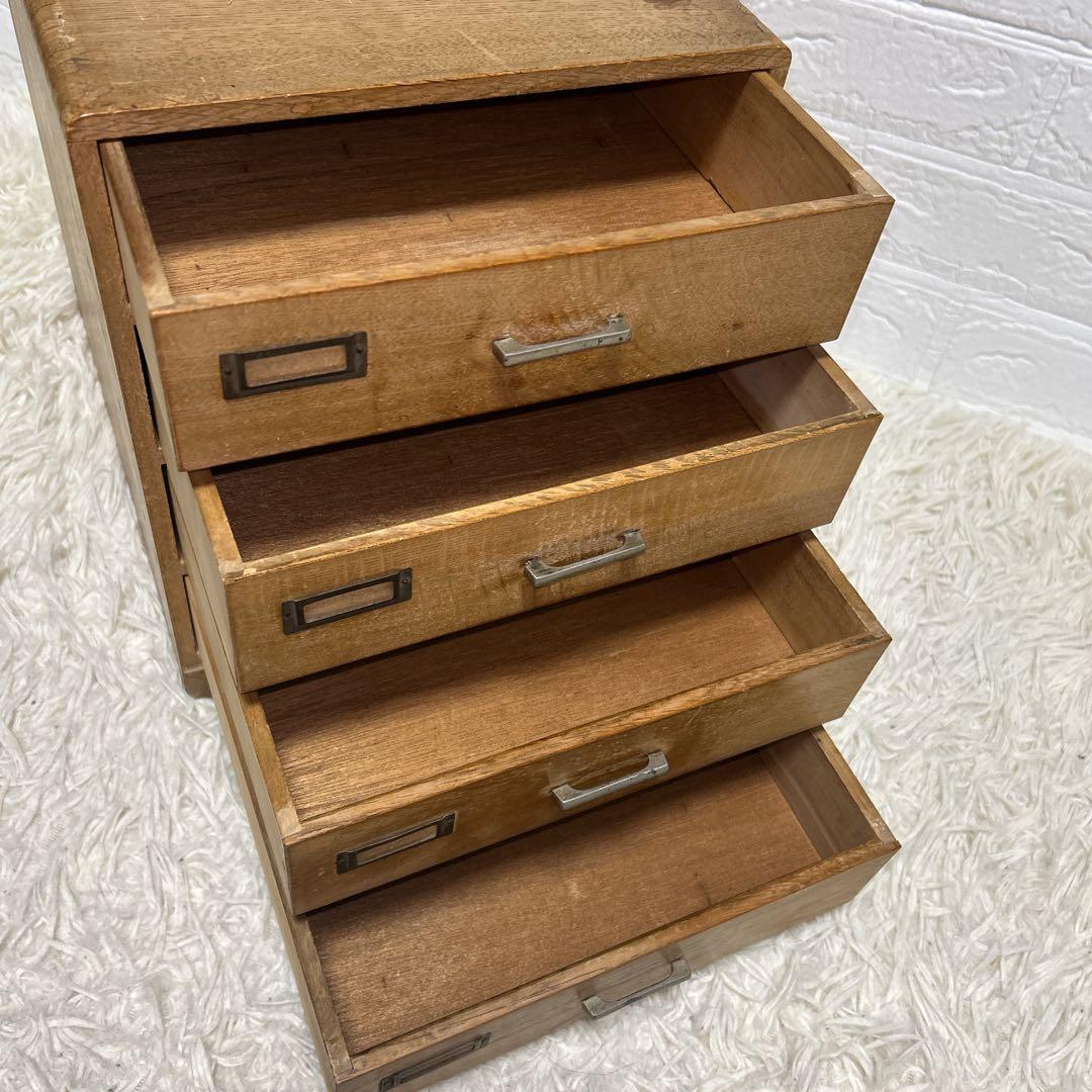 アンティーク古道具⭐︎ 引き出し4段　小引き出し ネームプレート付き　レターケース
