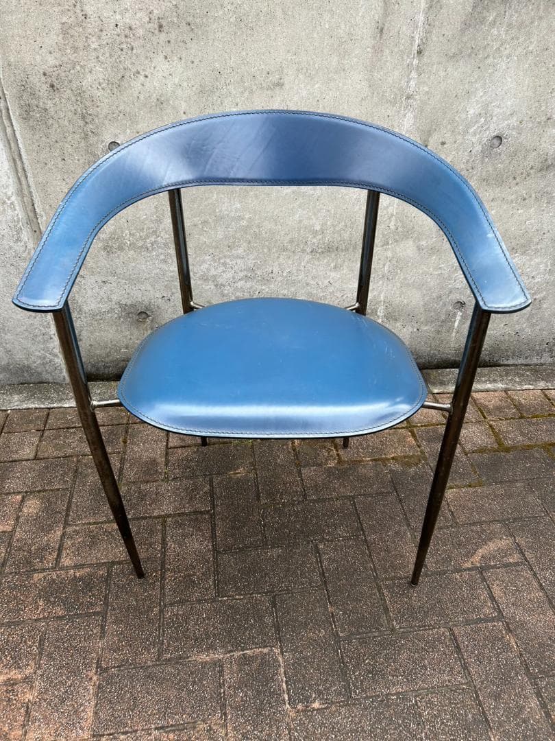 Arrben ブルー レザー 椅子 チェア インテリア イタリア製