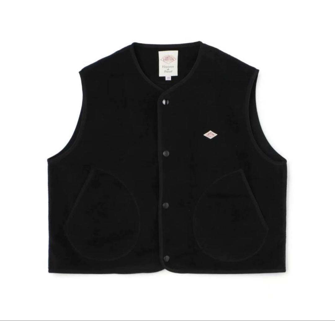 DANTON ブラック フリースベスト 36