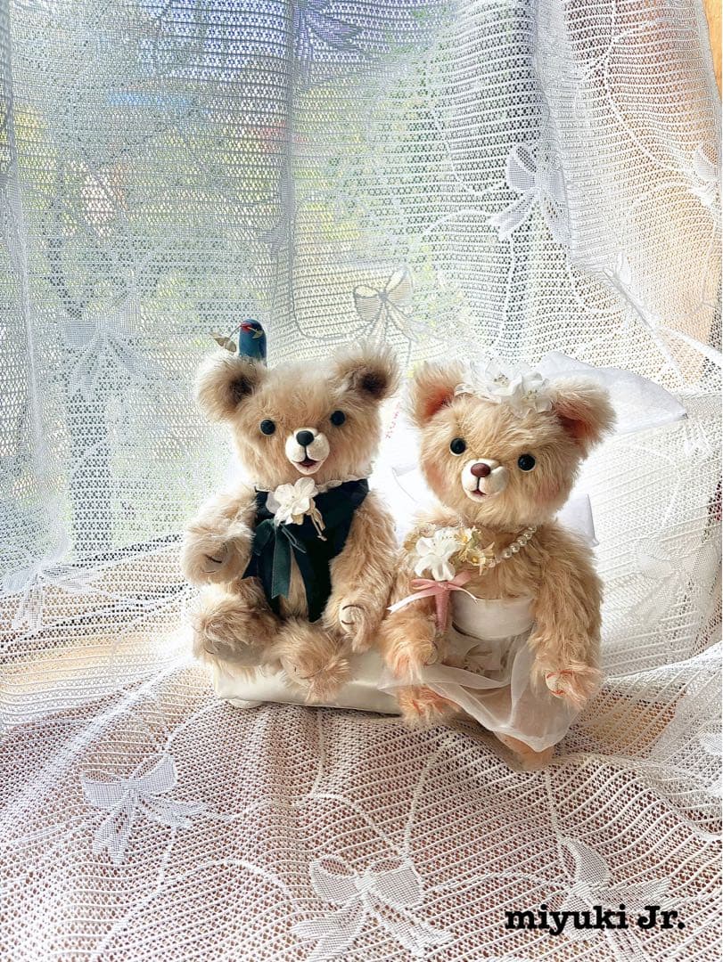 ハンドメイドテディベア　天然モヘア　ペアセット♡♡