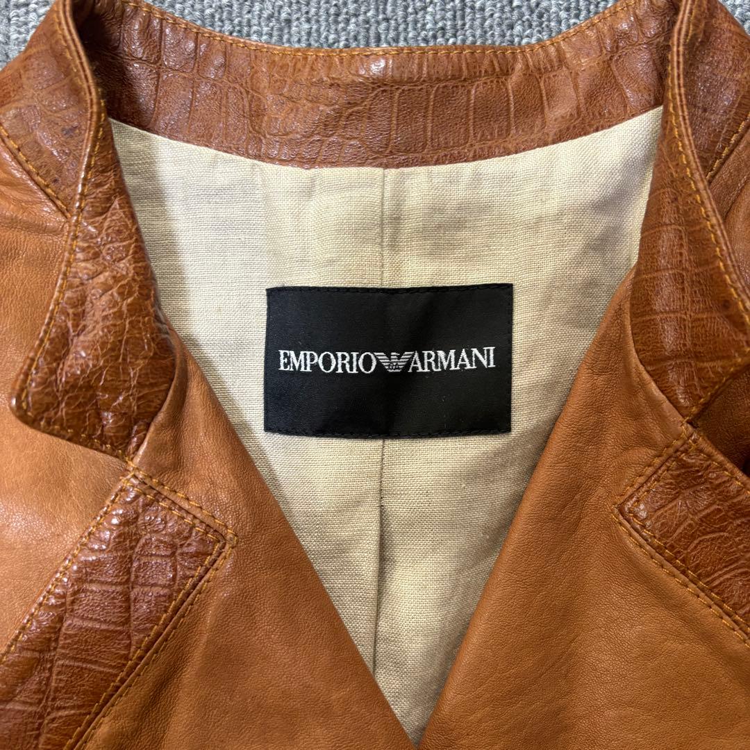 v*j様 EMPORIO ARMANI レザーナポレオンジャケット ブラウン ア