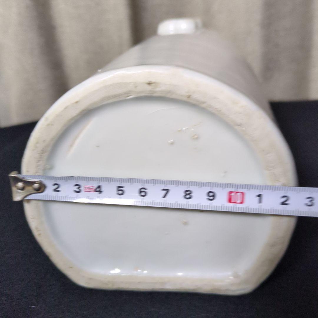 古民芸　平清水焼　小道具　灰白釉掛け　花器　アンティーク　湯たんぽ