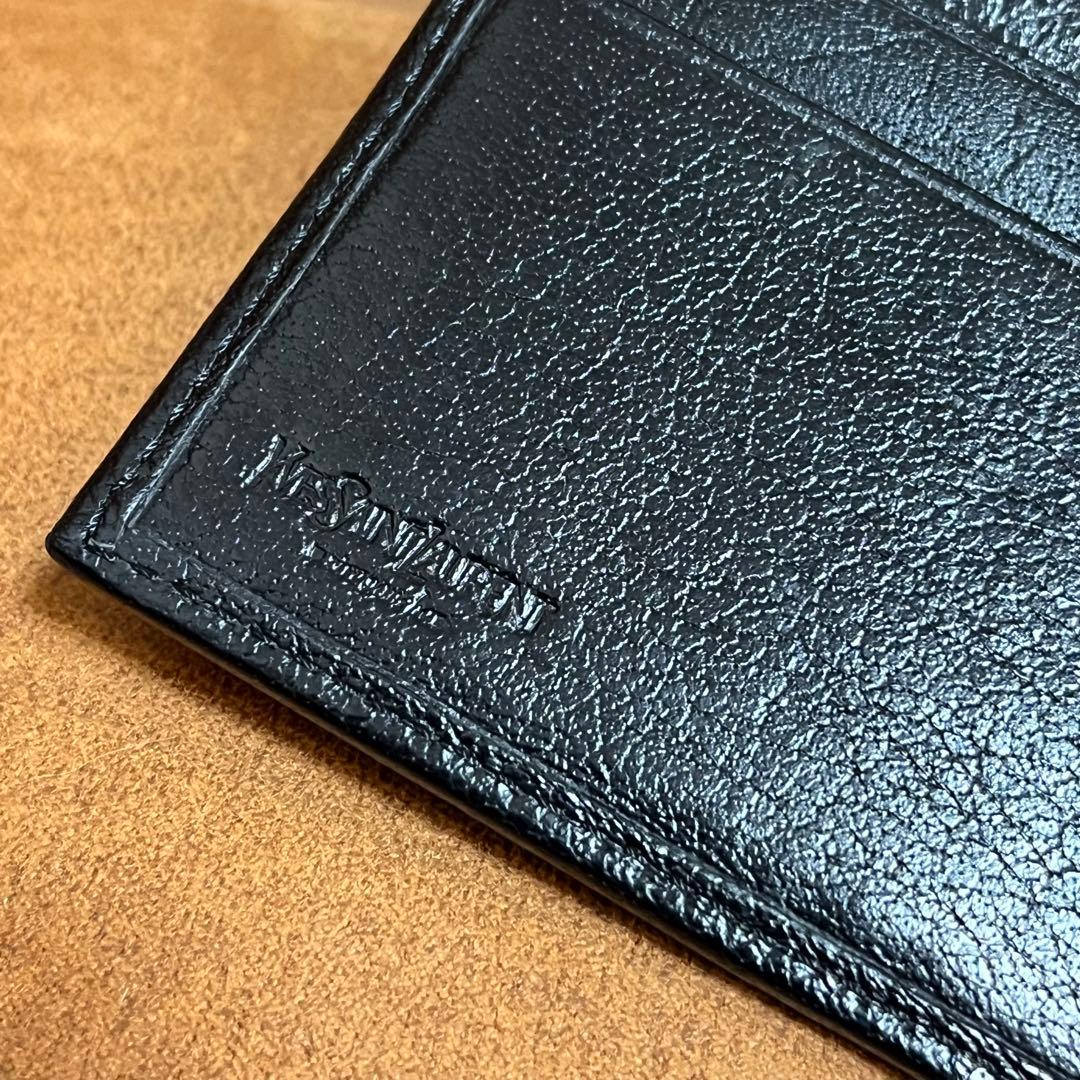 イヴサンローラン YSL スタッズ ブラックレザー 二つ折り財布