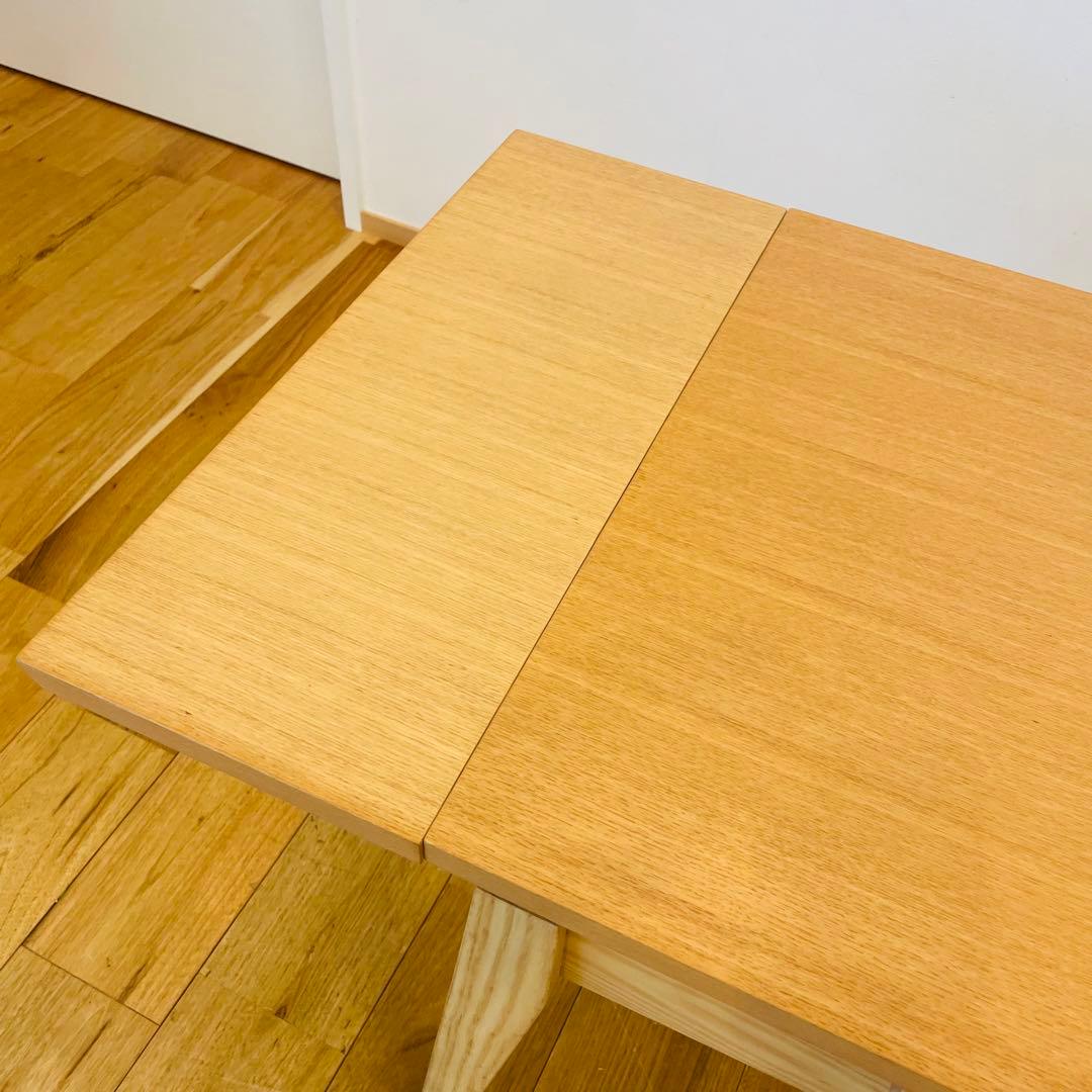 北欧風 テーブル エクステンションテーブル 拡張式 ナチュラル 木 机