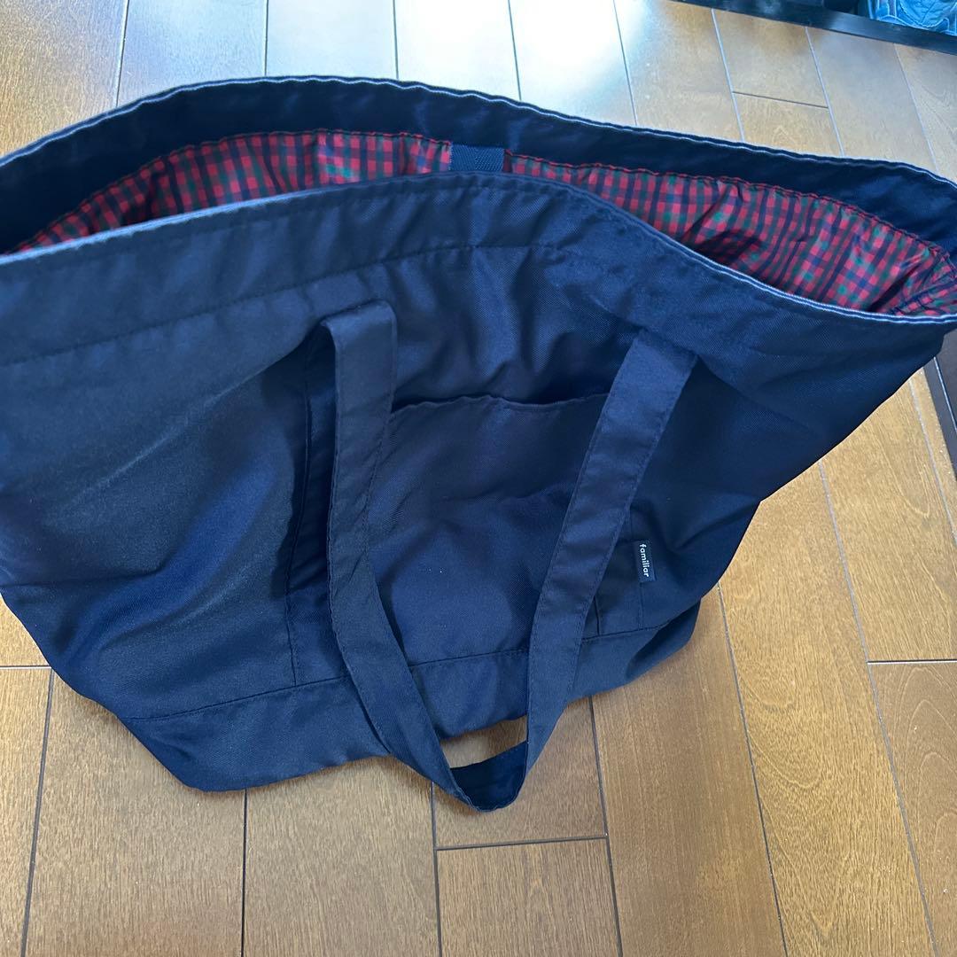 familiar マザーズバッグ ネイビー 赤チェック柄　美品