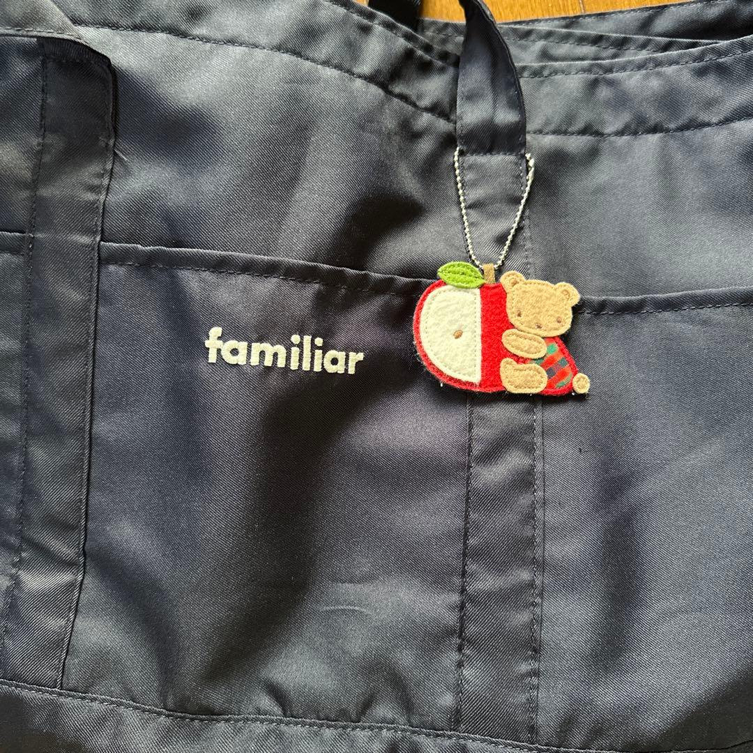 familiar マザーズバッグ ネイビー 赤チェック柄　美品